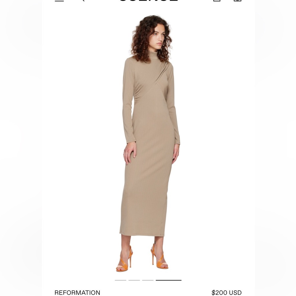 Reformation Taupe Mallorie Midi Dress - size M - worn once